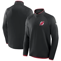 Pull raglan noir à fermeture éclair quart de tour pour homme des New Jersey Devils Authentic Pro Rink