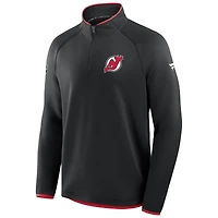 Men's Fanatics Black New Jersey Devils Authentic Pro Rink Raglan Quarter-Zip Pullover