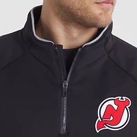 Men's Fanatics Black New Jersey Devils Authentic Pro Rink Raglan Quarter-Zip Pullover