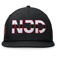 Casquette Snapback authentique Pro Rink Fanatics noire pour homme des New Jersey Devils