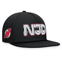 Men's Fanatics Black New Jersey Devils Authentic Pro Rink Team Code Snapback Hat