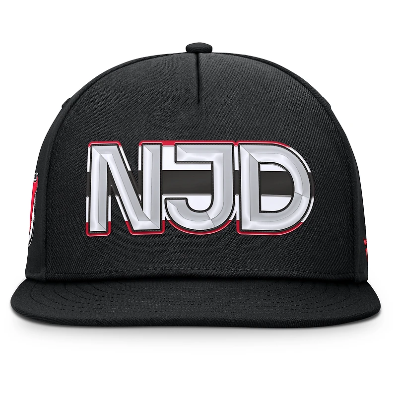 Men's Fanatics Black New Jersey Devils Authentic Pro Rink Team Code Snapback Hat