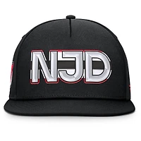 Men's Fanatics Black New Jersey Devils Authentic Pro Rink Team Code Snapback Hat