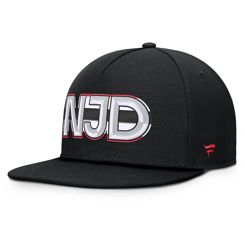 Men's Fanatics Black New Jersey Devils Authentic Pro Rink Team Code Snapback Hat