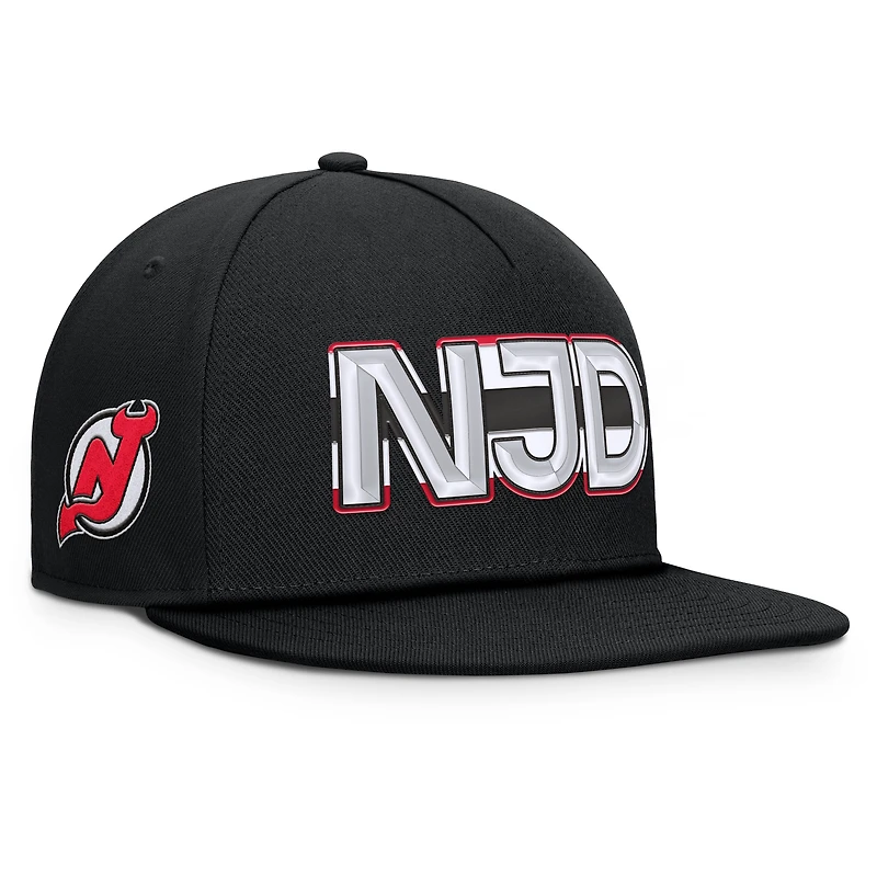 Men's Fanatics Black New Jersey Devils Authentic Pro Rink Team Code Snapback Hat