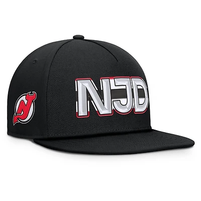 Men's Fanatics Black New Jersey Devils Authentic Pro Rink Team Code Snapback Hat