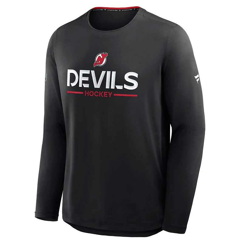 Men's Fanatics Black New Jersey Devils Authentic Pro Rink Tech Long Sleeve T-Shirt