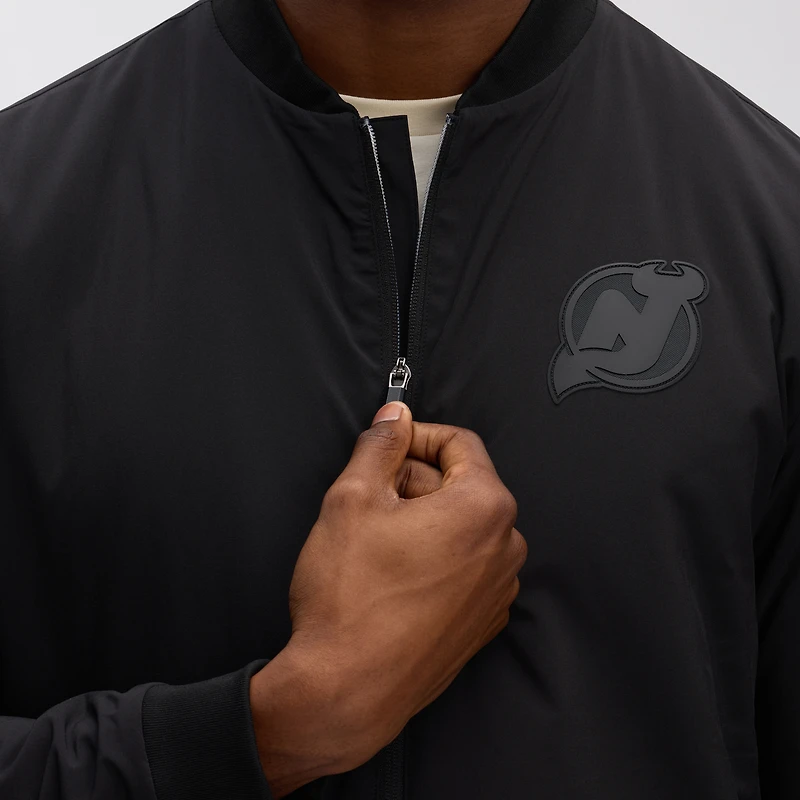 Veste aviateur légère entièrement zippée Fanatics Black New Jersey Devils Authentic Pro Road pour homme