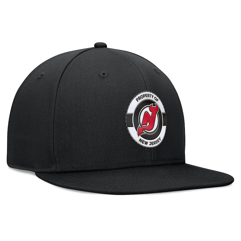 Casquette Snapback authentique Pro Training Camp Fanatics noire des New Jersey Devils pour hommes