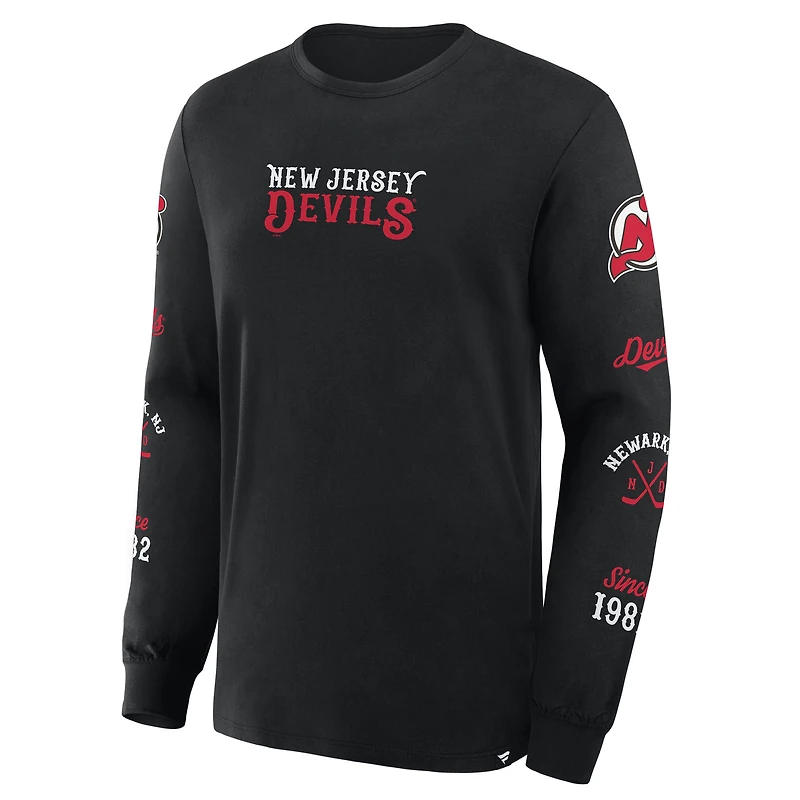 T-shirt à manches longues noir fanatiques pour hommes New Jersey Devils Boxed Legacy