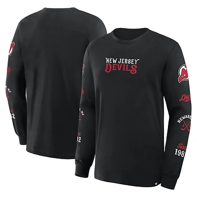 T-shirt à manches longues noir fanatiques pour hommes New Jersey Devils Boxed Legacy