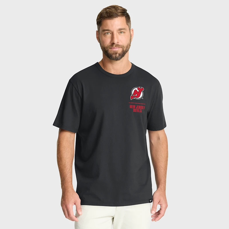 T-shirt noir pour homme « Fanatics » des Devils du New Jersey « Crash The Net Legacy »
