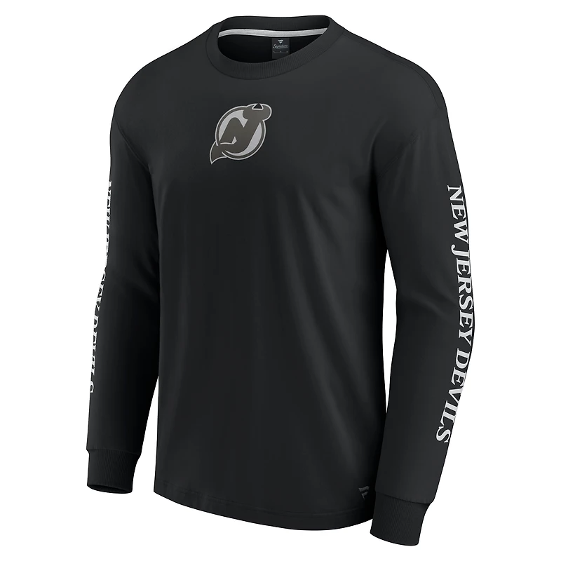 T-shirt à manches longues noir pour hommes Fanatics New Jersey Devils Elements Strive
