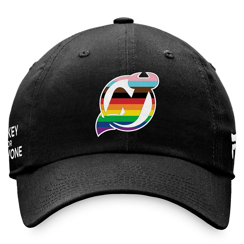 Casquette réglable noire avec logo de l'équipe des Devils du New Jersey Fanatics pour hommes