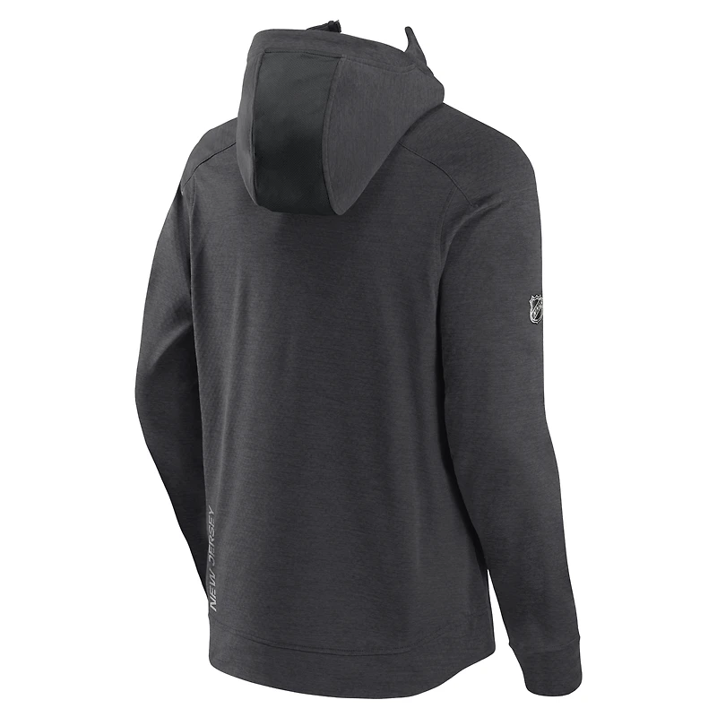 Veste à capuche légère entièrement zippée Fanatics Charcoal New Jersey Devils Authentic Pro Road Tech pour hommes