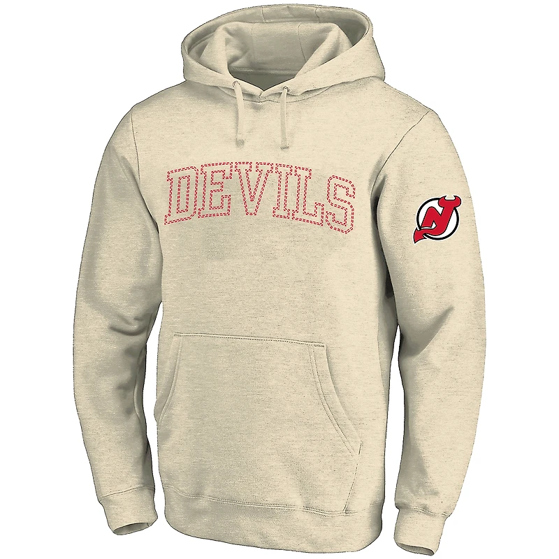 Sweat à capuche Fanatics Cream New Jersey Devils pour homme, grandes tailles.