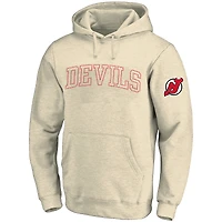 Sweat à capuche Fanatics Cream New Jersey Devils pour homme, grandes tailles.