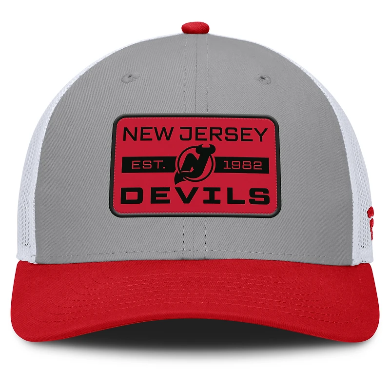 Men's Fanatics Gray/Red New Jersey Devils Fundamental Adapt Trucker Adjustable Hat