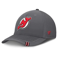 Men's Fanatics Gray New Jersey Devils Clincher Team Stripes Flex Hat
