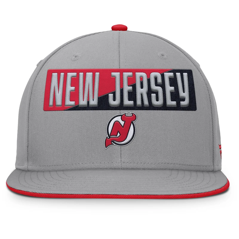 Casquette snapback grise pour homme Fanatics New Jersey Devils Fundamentals Duo Split Logo