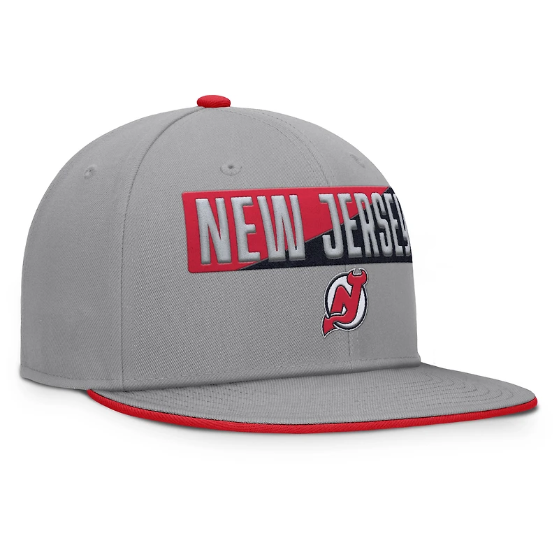 Casquette snapback grise pour homme Fanatics New Jersey Devils Fundamentals Duo Split Logo
