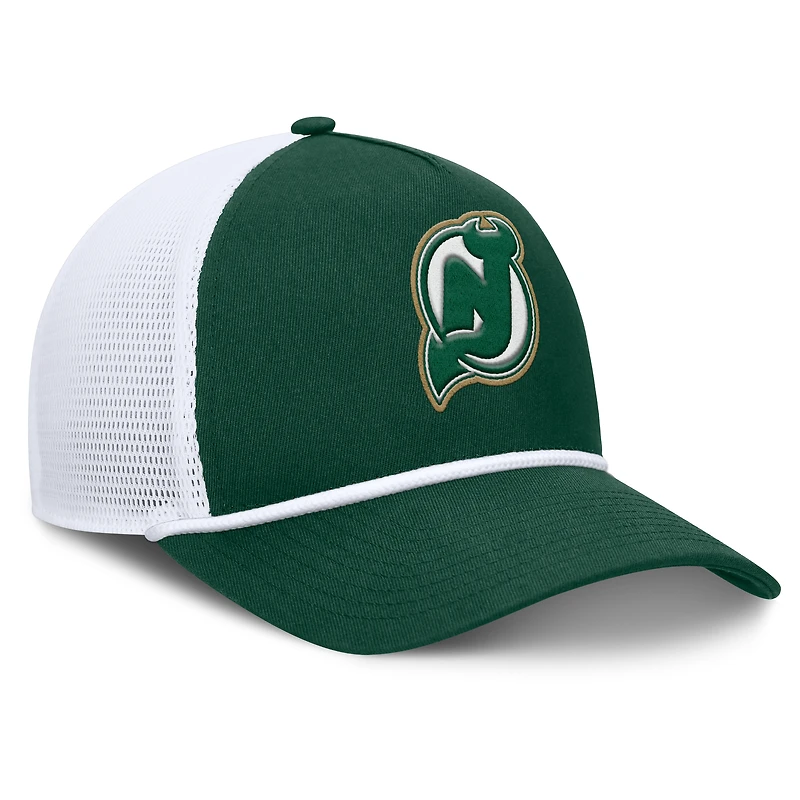 Casquette ajustable Fanatics verte et blanche New Jersey Devils Bermuda A-Frame pour homme