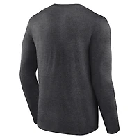 T-shirt d'entraînement à manches longues authentique pour homme Fanatics Heather Charcoal New Jersey Devils