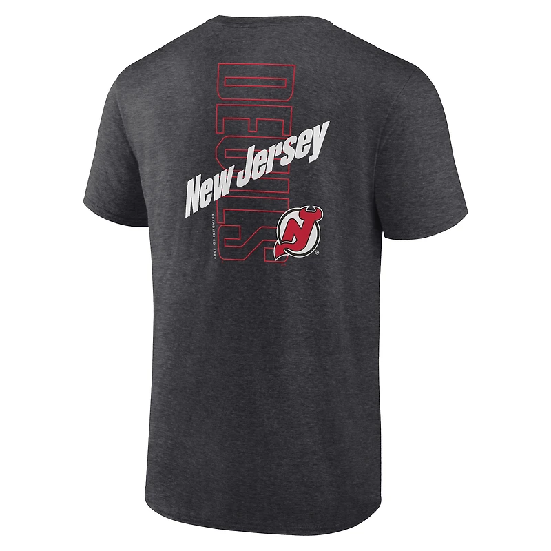 T-shirt Backbone des Devils du New Jersey Fanatics Heather Charcoal pour hommes