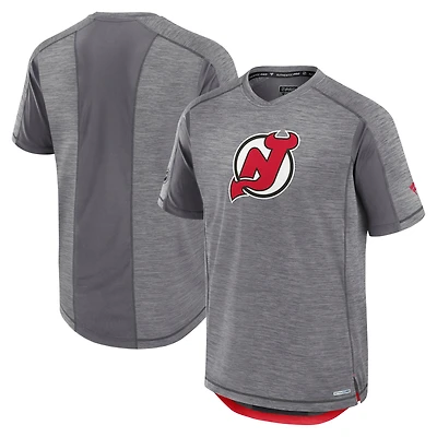 T-shirt de performance authentique Pro Rink des New Jersey Devils, gris chiné, Fanatics pour homme