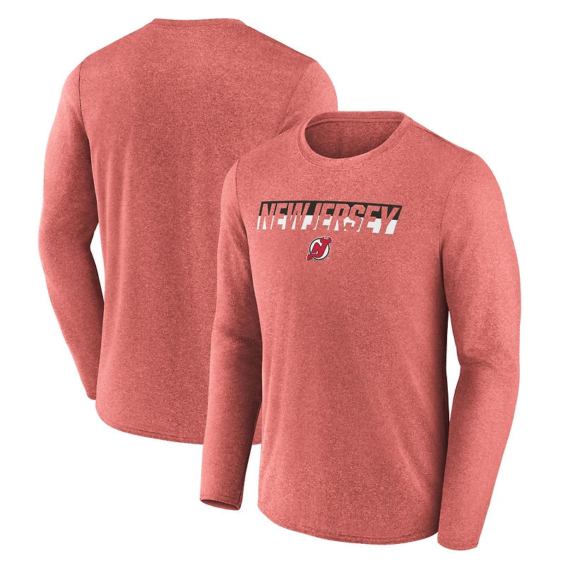 T-shirt à manches longues de transition Fanatics Heather Red New Jersey Devils pour hommes