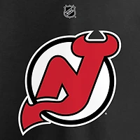 T-shirt noir authentique avec nom et numéro Stack des New Jersey Devils de Jack Hughes Fanatics pour hommes