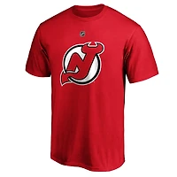 T-shirt rouge avec nom et numéro Fanatics Jack Hughes des Devils du New Jersey pour hommes