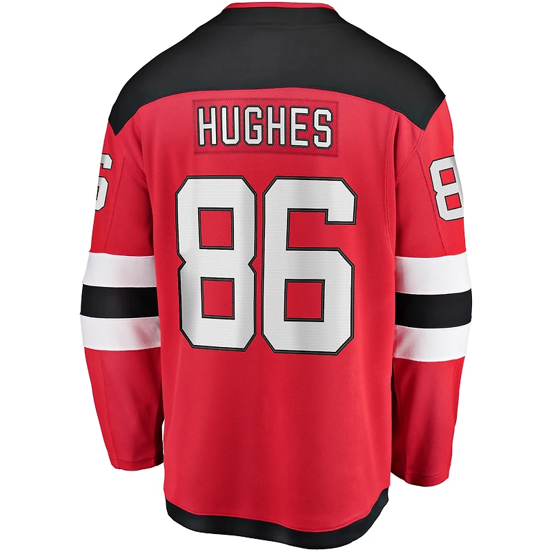 Maillot de joueur échappé des Devils du New Jersey Fanatics Jack Hughes rouge pour hommes