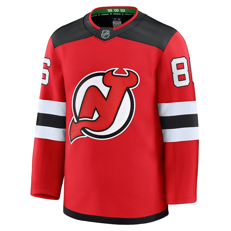 Maillot domicile premium rouge Jack Hughes des Devils du New Jersey (Fanatics) pour homme