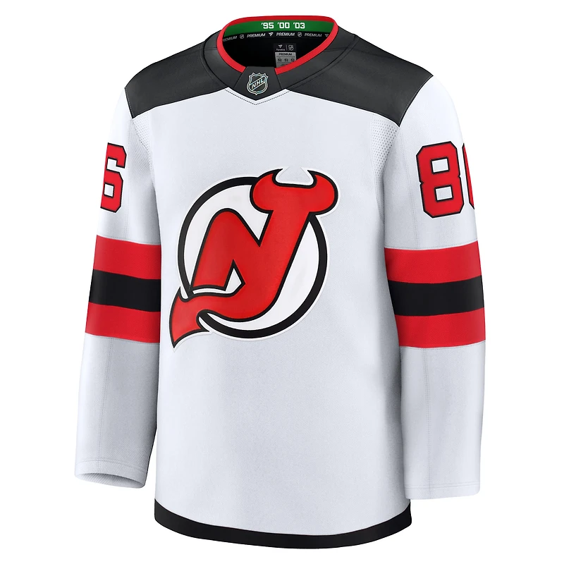 Maillot extérieur blanc de qualité supérieure Jack Hughes Fanatics pour hommes des Devils du New Jersey