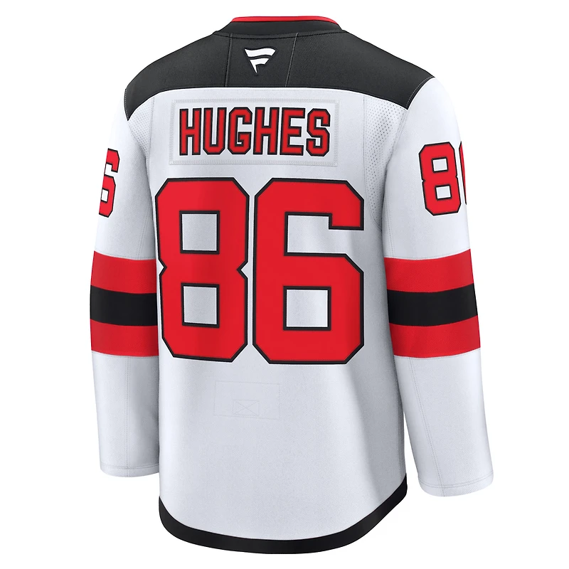 Maillot extérieur blanc de qualité supérieure Jack Hughes Fanatics pour hommes des Devils du New Jersey
