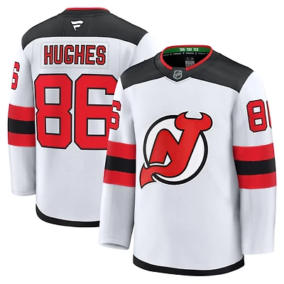 Maillot extérieur blanc de qualité supérieure Jack Hughes Fanatics pour hommes des Devils du New Jersey