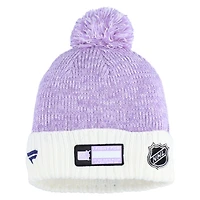 Bonnet en tricot à revers avec pompon pour homme Fanatics White New Jersey Devils Hockey Fights Cancer