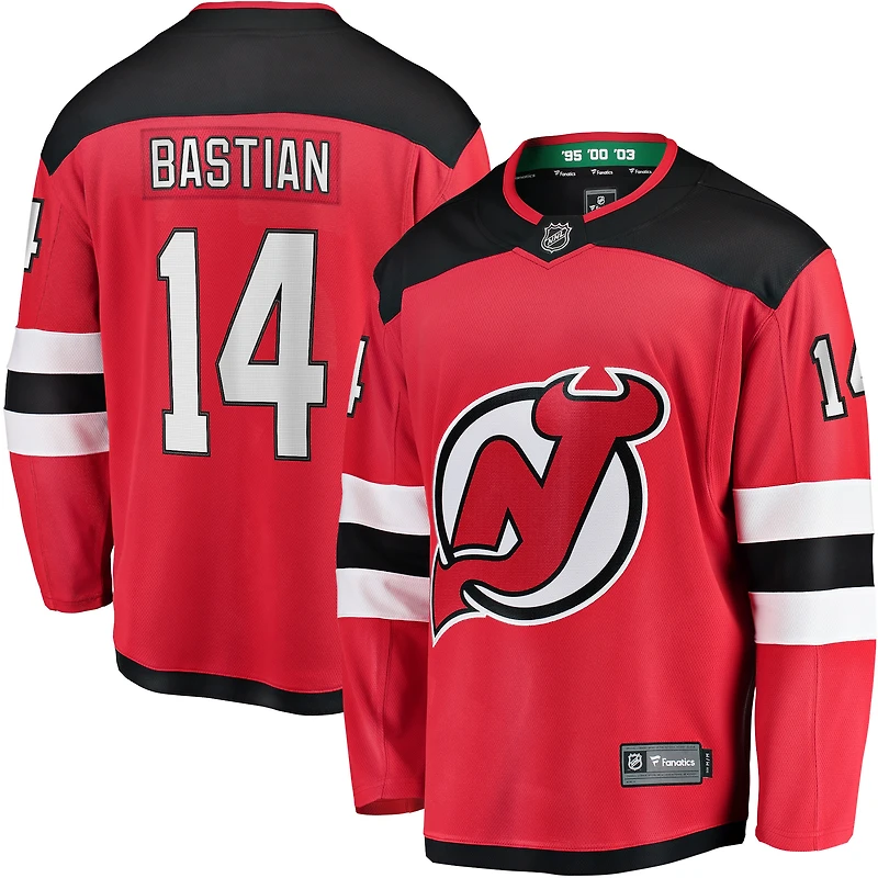 Fanatics pour hommes Nathan Bastian Rouge New Jersey Devils Home Breakaway Player Maillot