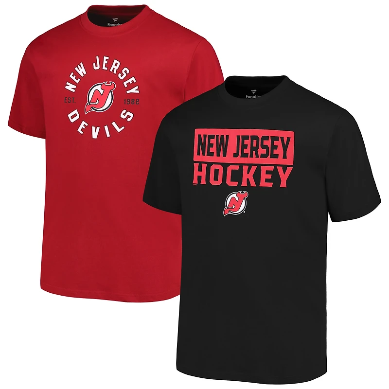 Ensemble de 2 t-shirts Fanatics New Jersey Devils Big & Tall pour hommes