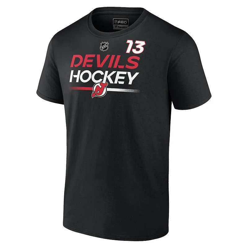 T-shirt noir avec nom et numéro Fanatics Nico Hischier des Devils du New Jersey Authentic Pro Prime pour hommes