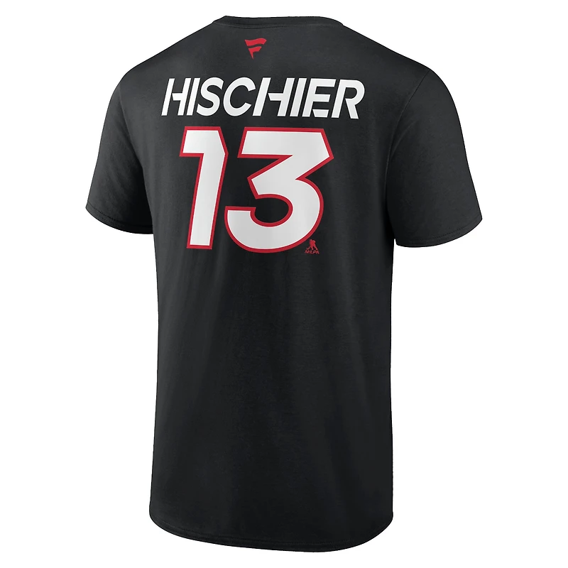 T-shirt noir avec nom et numéro Fanatics Nico Hischier des Devils du New Jersey Authentic Pro Prime pour hommes