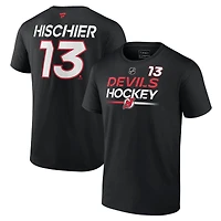 T-shirt noir avec nom et numéro Fanatics Nico Hischier des Devils du New Jersey Authentic Pro Prime pour hommes