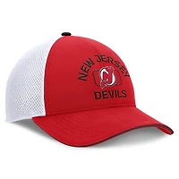 Men's Fanatics Red/White New Jersey Devils Authentic Pro Rink Adjustable Trucker Hat