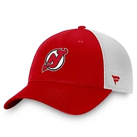 Men's Fanatics Red/White New Jersey Devils Core Primary Logo Trucker Adjustable Hat