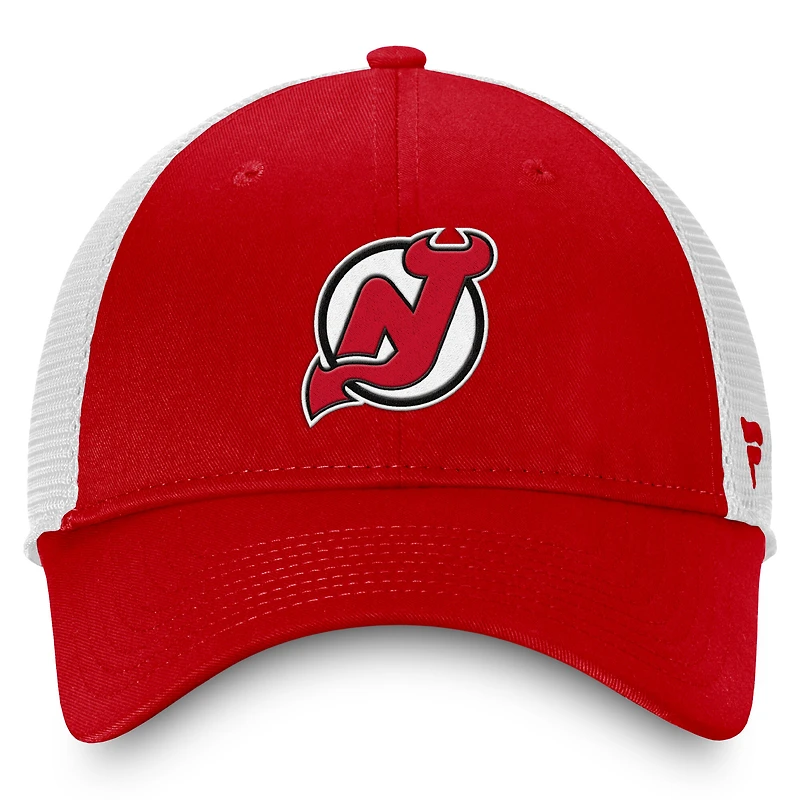 Casquette ajustable pour homme Fanatics rouge/blanc New Jersey Devils Core Primary Logo Trucker