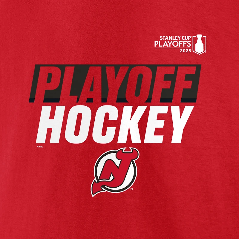 T-shirt rouge Fanatics pour homme, équipe des Devils du New Jersey, éliminatoires de la Coupe Stanley 2025