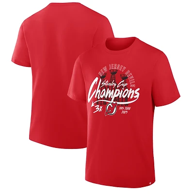 T-shirt rouge Fanatics pour hommes, champions de la Coupe Stanley 3x des Devils du New Jersey