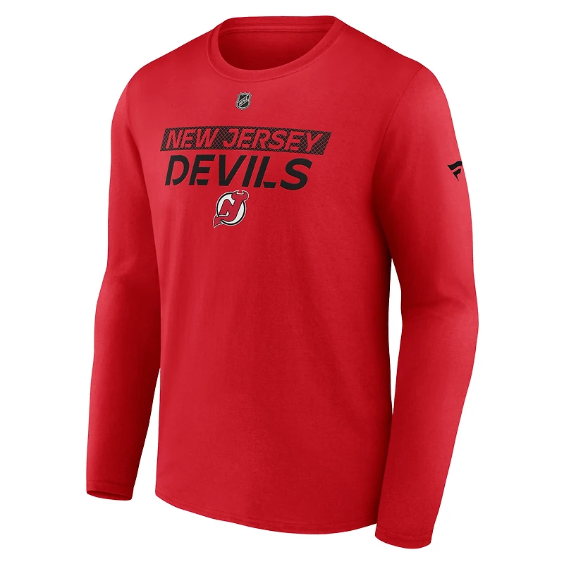 T-shirt à manches longues Authentic Pro Core Primary pour homme Fanatics Red New Jersey Devils