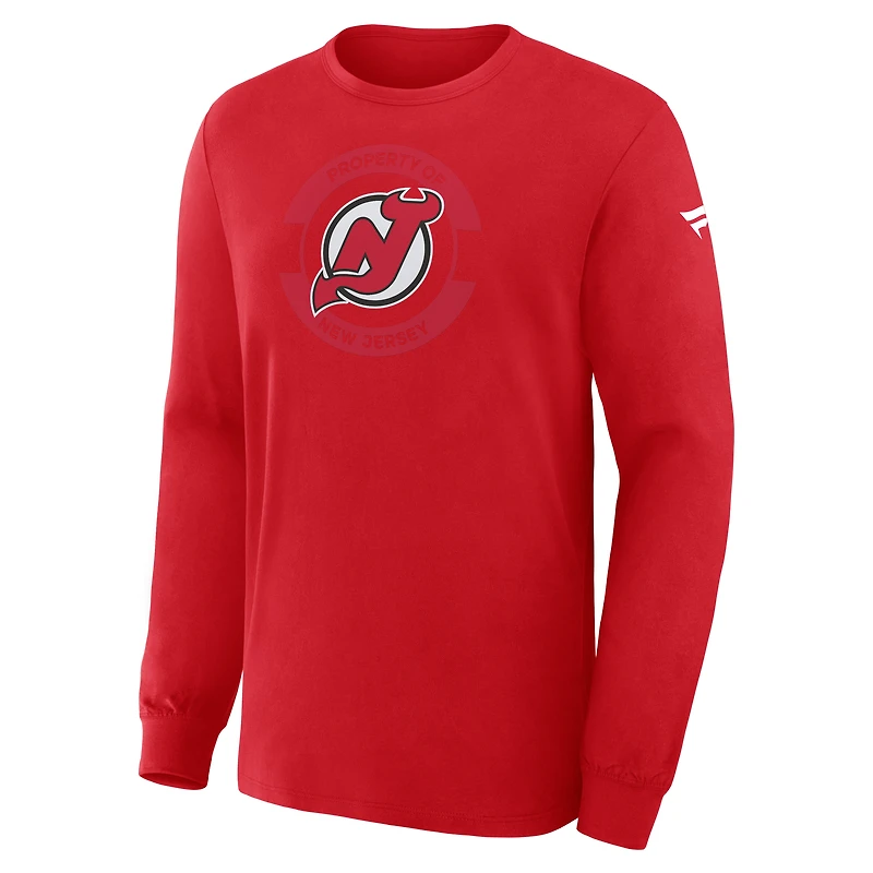 Men's Fanatics Red New Jersey Devils Authentic Pro Property Of Practice Long Sleeve T-Shirt